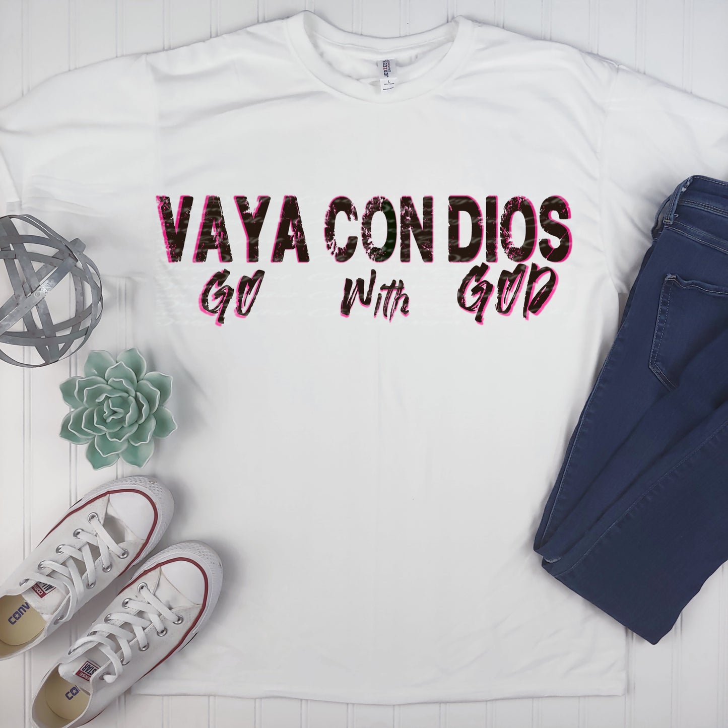 Vaya Con Dios Go With God (Pink Lettering)